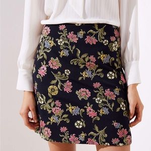 LOFT Floral Vine Jacquard Shift Skirt